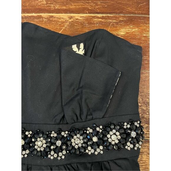 Lilly Pulitzer Crystal Black Toile Lining Strapless Beaded Waist Dress - Picture 5 of 9